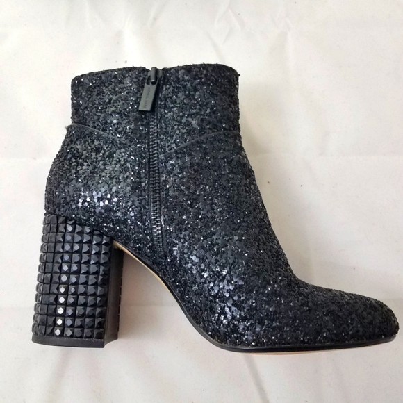 Michael Kors Shoes - Michael Kors Black Glitter Block Heel Bootie 7.5